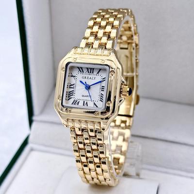 Inspire Daily Merch Light Luxury Brand Women Watch Gold Stainless Steel Ladies Fashion Quartz Wristwatch For Business golden