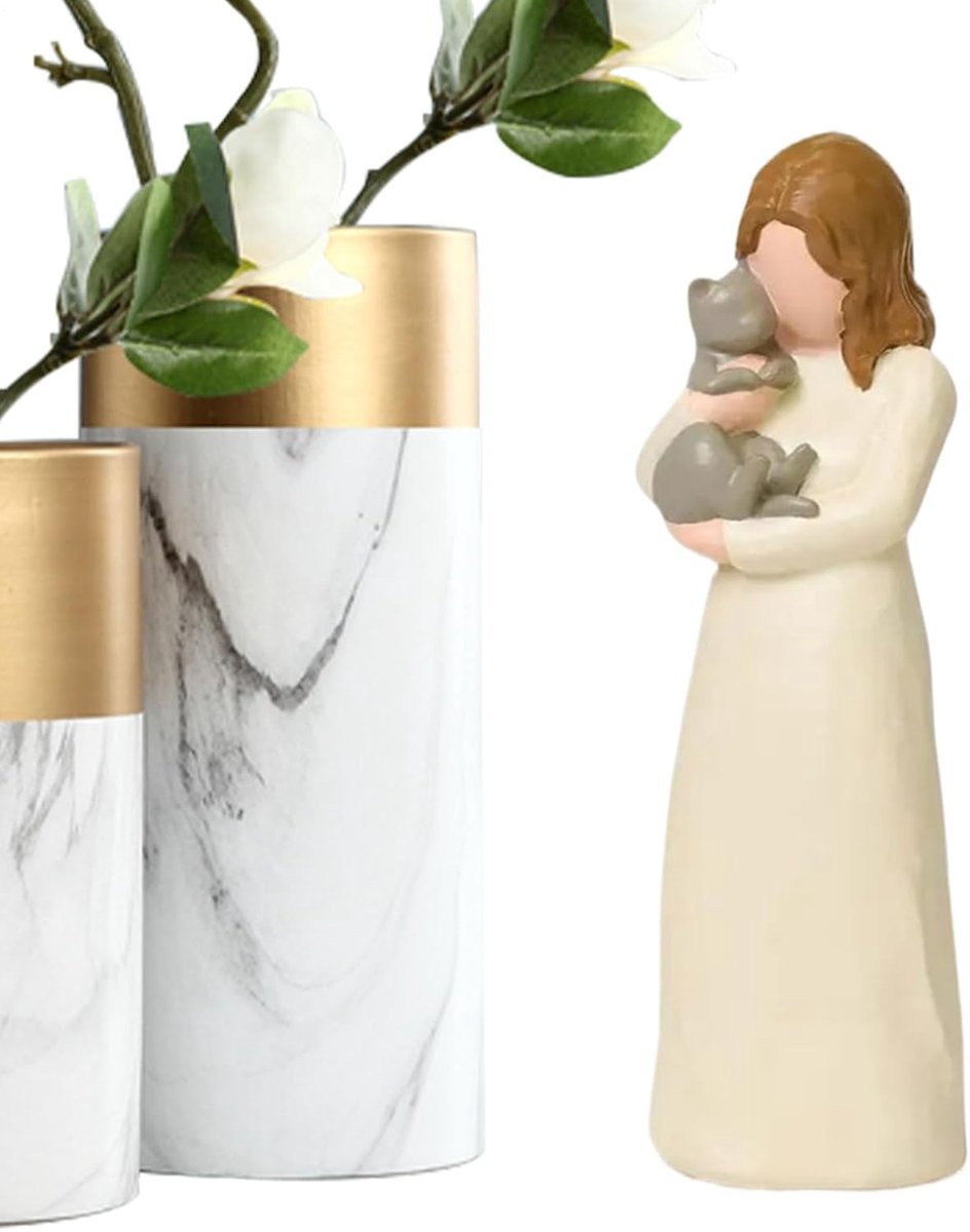 Zuster beeldje - Meerkleurig hars sculptuur voor woonkamer decoratie - Lengte: 185 cm