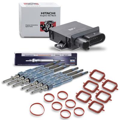 Astemo Steuergerät Glühzeit + 6x Glühkerzen + 1x Dichtsatz Ansaugkrümmer [Hersteller-Nr. 40279452] für BMW