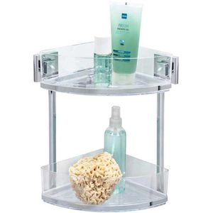 Wenko Duschablage Vacuum-Loc Quadro, silber, mit Saugnapf, Eckregal, Kunststoff, 28 x 32,5 cm