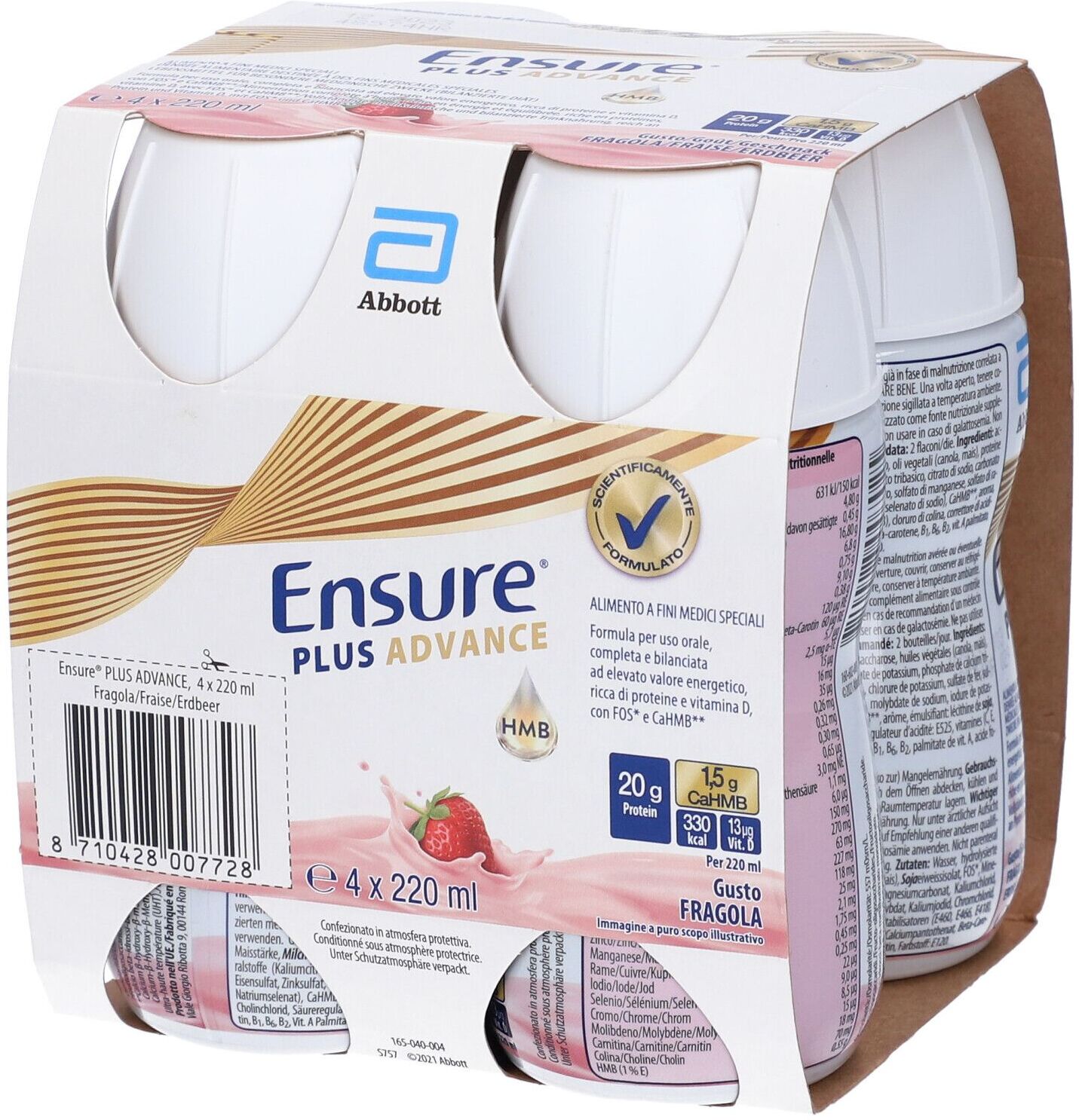 Abbott Ensure Plus Advance Fragola, 4 x 220 ml