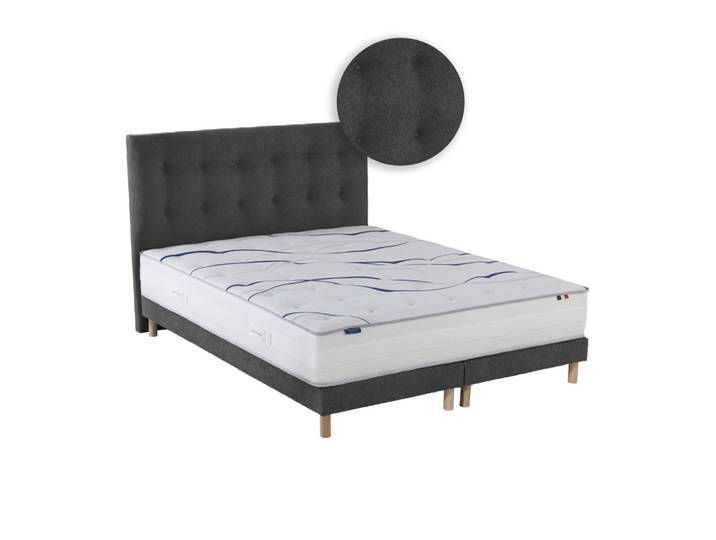 Matelas mousse hd sommier tête de lit gris anthracite 2x90x200