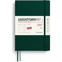 Leuchtturm 1917 Wochenplaner Softcover 2027 EN A5, dunkelgrün