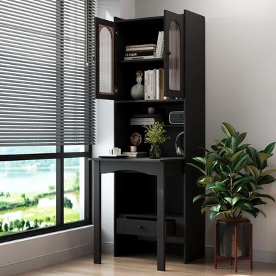 Aura Multi-Function Fold-Out Writing Table, Convertible Desk Cabinet with Shelf & Drawer
