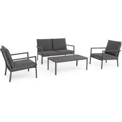 Garten-Set Konnor aus Aluminium und Olefin-Gewebe, modern, anthrazit, 4-teilig für Outdoor