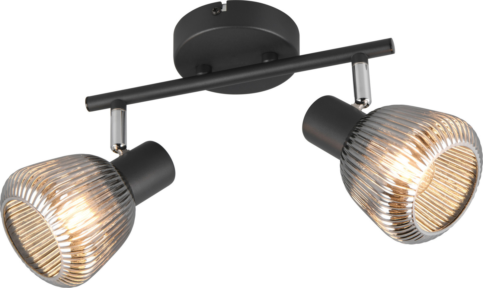 TRIO Dubbele plafondlamp Tarifa met geribbeld glas