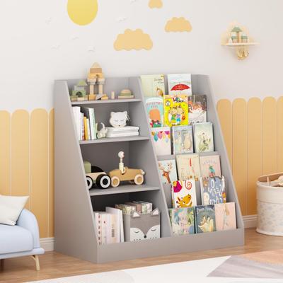 Kodotan sofa Kids Bookshelf and Toy Storage Organizer, Multifunctional 4 Tier Wooden Kids Book Shelf with Bookcase Display Stand