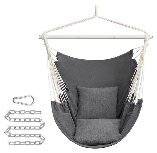 Famanu Boho Schommelstoel met 2 kussens, grijs