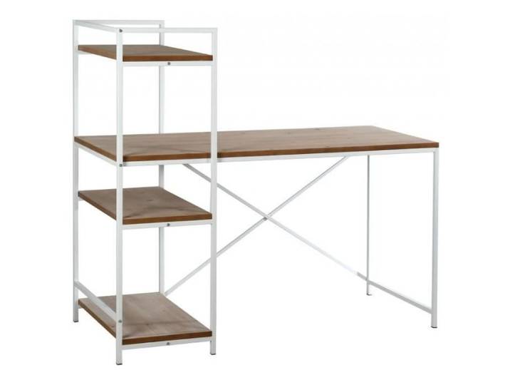 Bureau en métal laqué blanc et bois + étagères