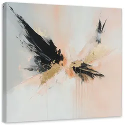 LEINWANDBILD Moderne Abstraktion Schwarz Gold Beige Spritzer 40x40cm