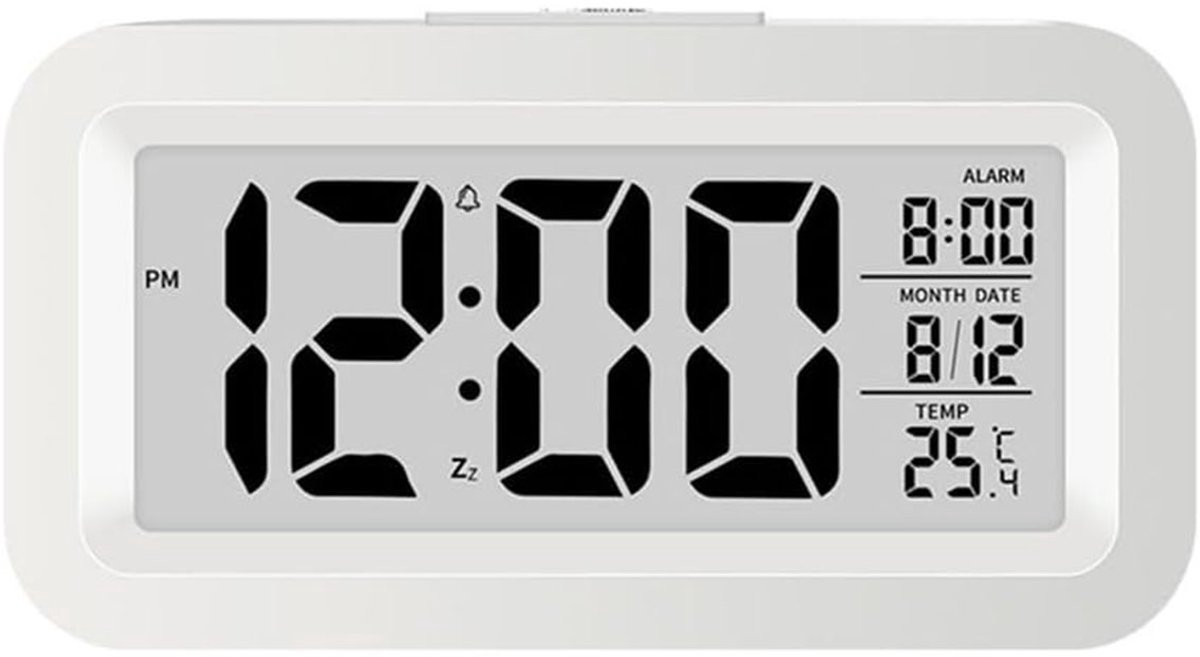 Vitdipy Digitale wekker met datum en binnentemperatuur - Wit
