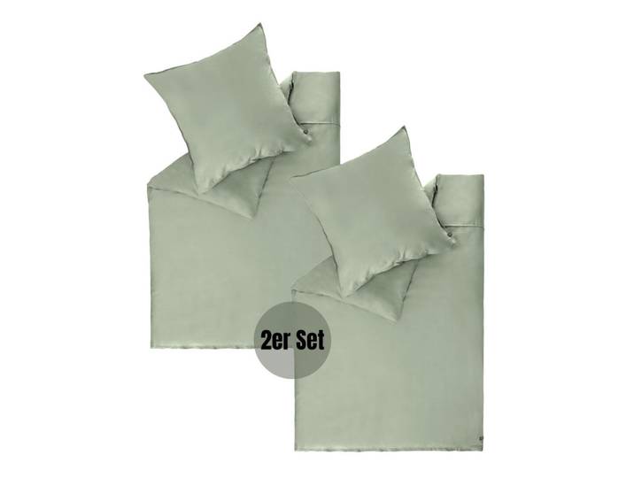 Schöner Wohnen Satin Bettwäsche Plain, Grün, 140x200 cm, Heimtextilien, Bettwäsche & Leintücher, Bettwäsche