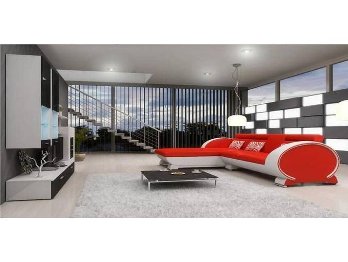 Xlmoebel Ecksofa Leder-Sofa mit Bar-Funktion und LED-Beleuchtung, Ecksofa, Hergestellt in Europa