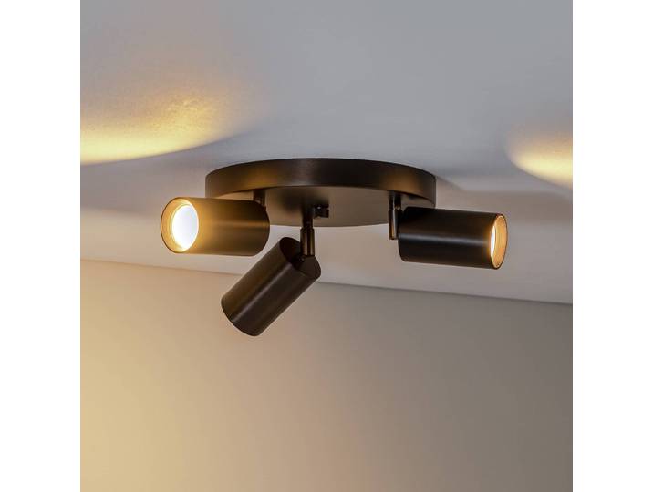 Deckenstrahler Sado, 3-flammig, anthrazit, Stahl, justierbar Sado Argon, dimmbar, schwarz, für Wohn- / Esszimmer, Metall, Modern