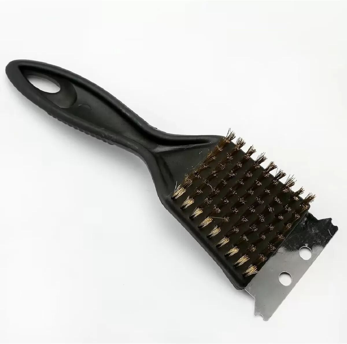 INF BBQ-Grill-Reinigungsbürste 2er-Set — schwarzer ABS-Griff mit verdrilltem Edelstahl-Draht und spitzer, schmaler Spitze für