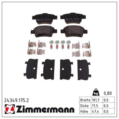 ZIMMERMANN Bremsbelagsatz, Scheibenbremse 24349.175.2 Hinterachse für Opel Fiat GM