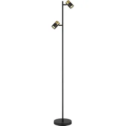 Stehleuchte Standlampe Wohnzimmerlampe Fußtrittschalter schwarz kupfer, Aluminium Metall, 2x GU10 Fassungen, LxBxH 21,5x23x154 cm
