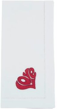 "Saro Lifestyle Embroidered LOVE Cotton Napkins (Set of 6) - Hand-Stitched Letter Motif with Hemstitch Border, 20""x20"""