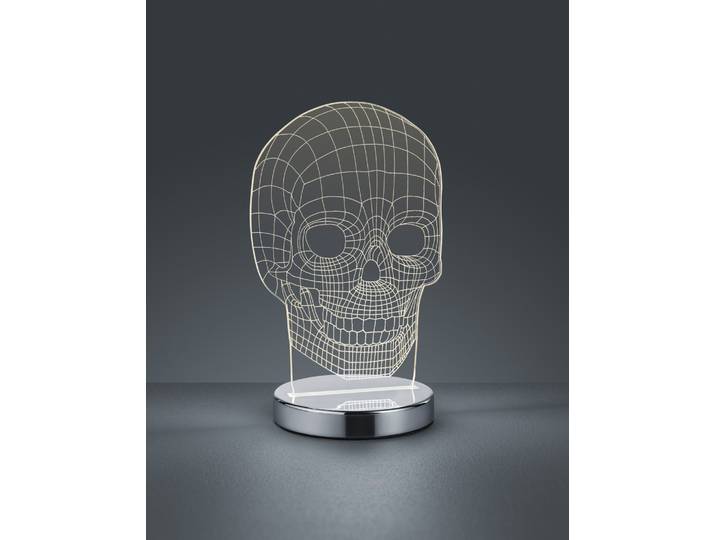 REALITY LEUCHTEN LED Tischleuchte Skull , grau (chromfarben), 1, H: 21,5cm, 1 Stk., Leuchten, Tischlampe, Totenkopf Design, Acrylplatte, Lichtfarbe einstellbar, LED Tischleuchte
