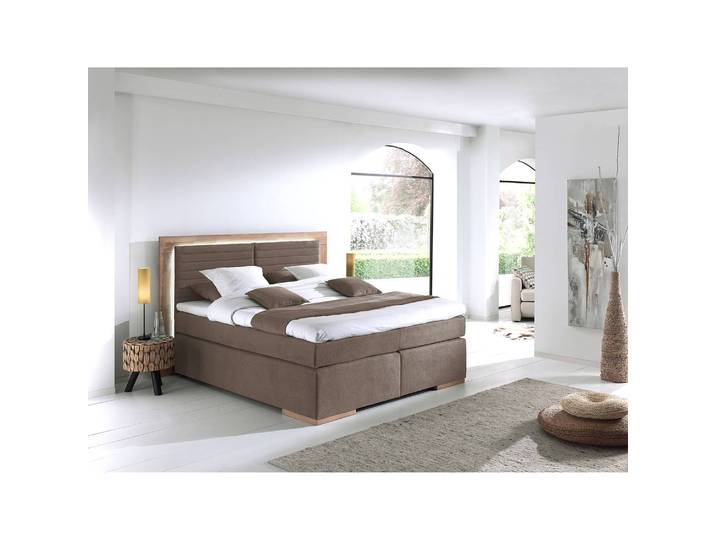 Boxspringbett Marcel I 160 x 200cm Microfaser Braun/Kokosnuss Braun H4 Buche