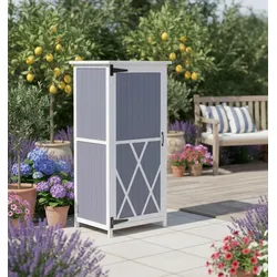 Gartenschrank Nella Grau/Weiß Echtholz