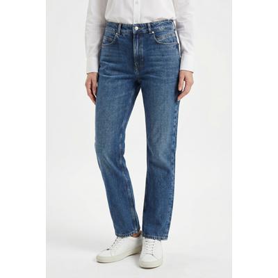 Slim-fit-Jeans BOSS ORANGE "ADA SLIM HR 2.0 Premium Damenmode", Damen, Gr. 28, Länge 30, blau (dunkelblau 403), Denim/Jeans, Obermaterial: 100% Baumwolle, slim fit lang, Jeans Slim-fit-Jeans, mit hohem Bund