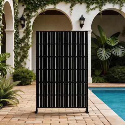Lumibee Outdoor Privacy Screen with Stand for Patio Garden Metal Fence