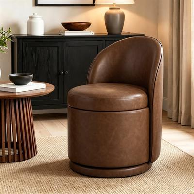Uixe Faux Leather Swivel Accent Chair With Storage