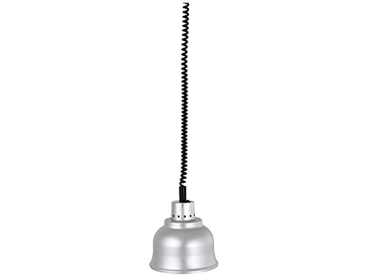 SARO Buffet Wärmelampe HENRY - Lampe zur Wärme-Erhaltung von Lebensmitteln und Speisen (Infrarot-Lampe, individuell höhenverstellbar, robustes Leichtmetall, beständiges Sprialkabel) silber