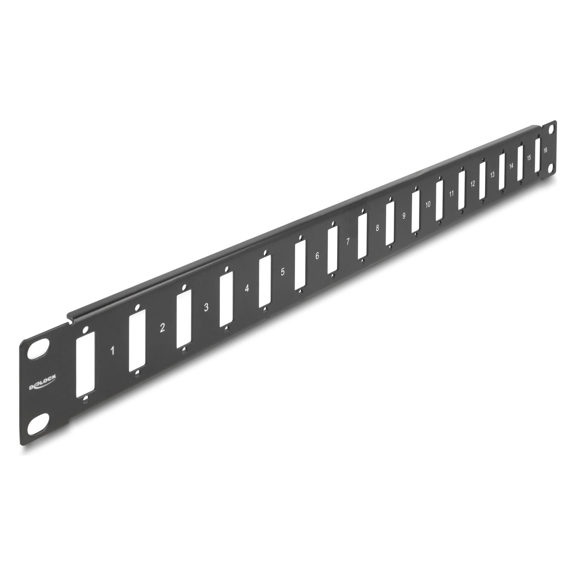 Delock 48,30cm (19") Panel für Adapter mit Schraubanschluss 16 Port schwarz (66077)