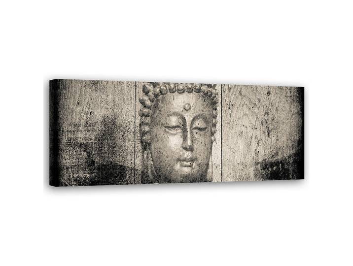 Feeby Wandbild buddha gesicht vintage, Grau, Orientalisch, Rechteckig, 90x30 cm, Bilder & Rahmen, Bilder, Leinwandbilder