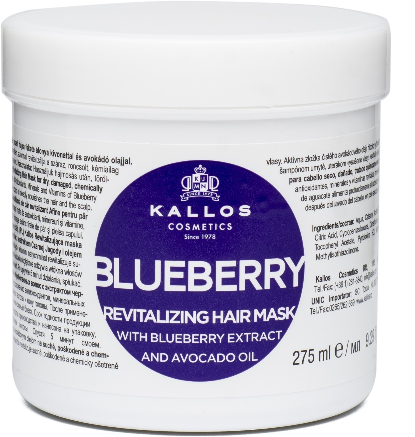 Kallos KJMN Blueberry Revitalizing Hair Mask 275 ml KA-KJMN2132