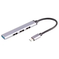 SLIM USB Hub, 4x USB-A Buchse, Aluminiumgehäuse, Plug & Play, 0,12 m - Stecker-Typ: USB-C