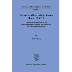 Der materiell-rechtliche Ansatz des § 127 StGB, Fachbücher von Torben Lang