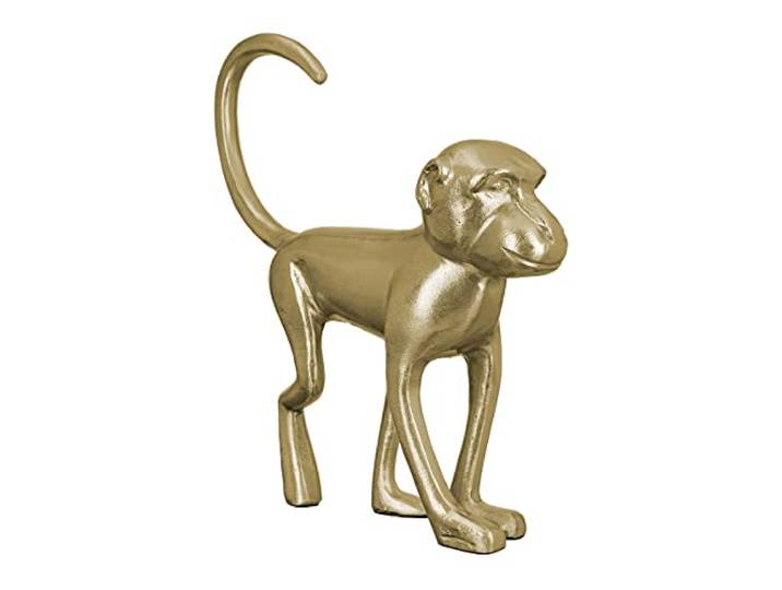 Gilde Sculpture décorative Animale AFFE – en Aluminium – Figurine décorative pour Salon\, Bureau – Cadeau – Couleur : doré – Hauteur 34 cm