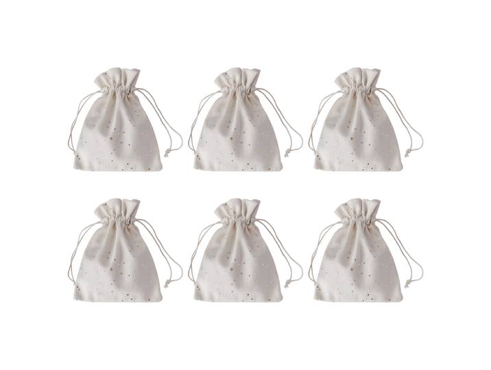 Geschenke-Säckchen 6er-Set 14 x 18 x 5cm Beige/Creme