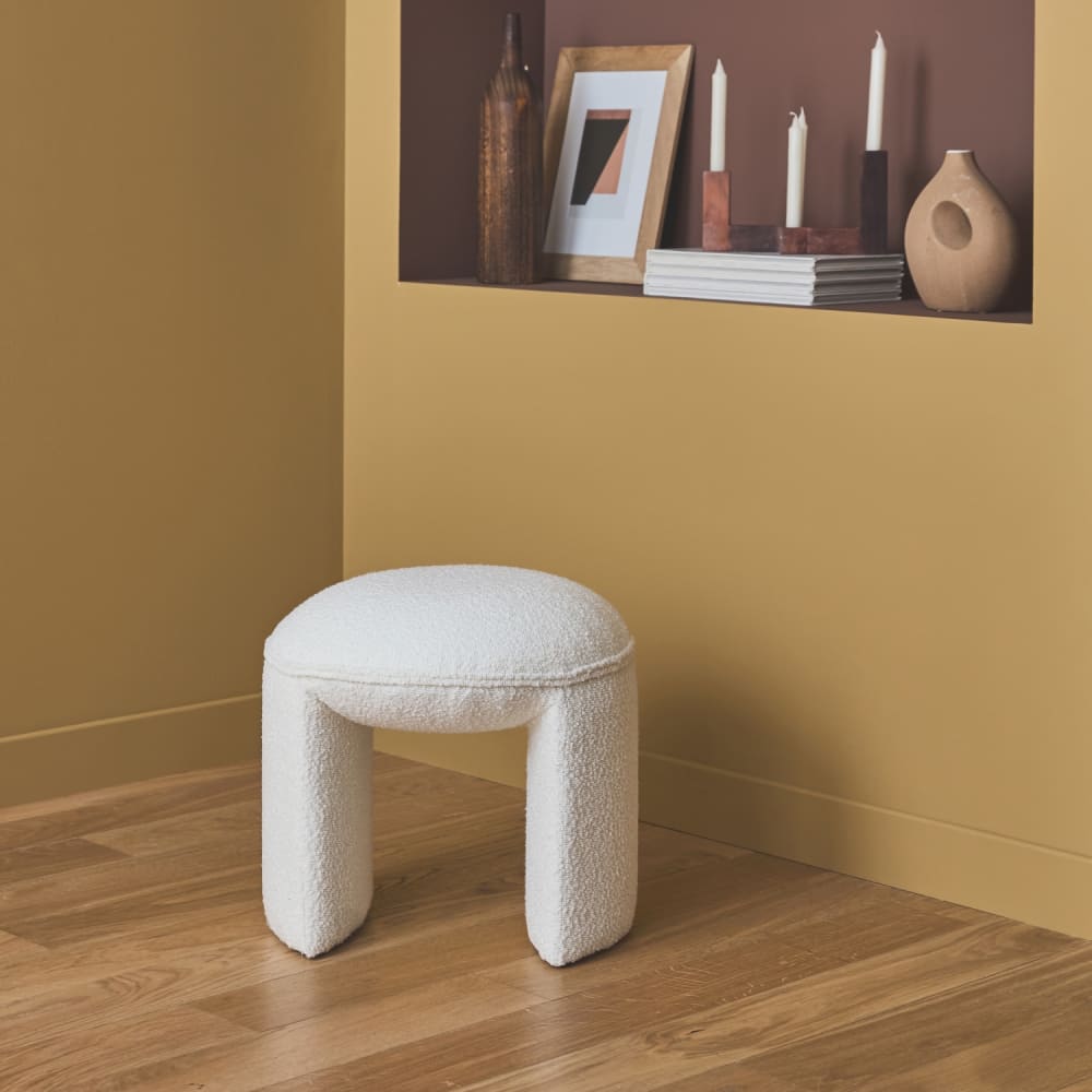 sweeek Taburete de rizo texturizado, blanco