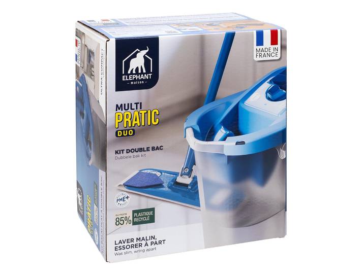 Kit Multi Pratic Duo Balai Plat et Seau à Double Bac ELEPHANT