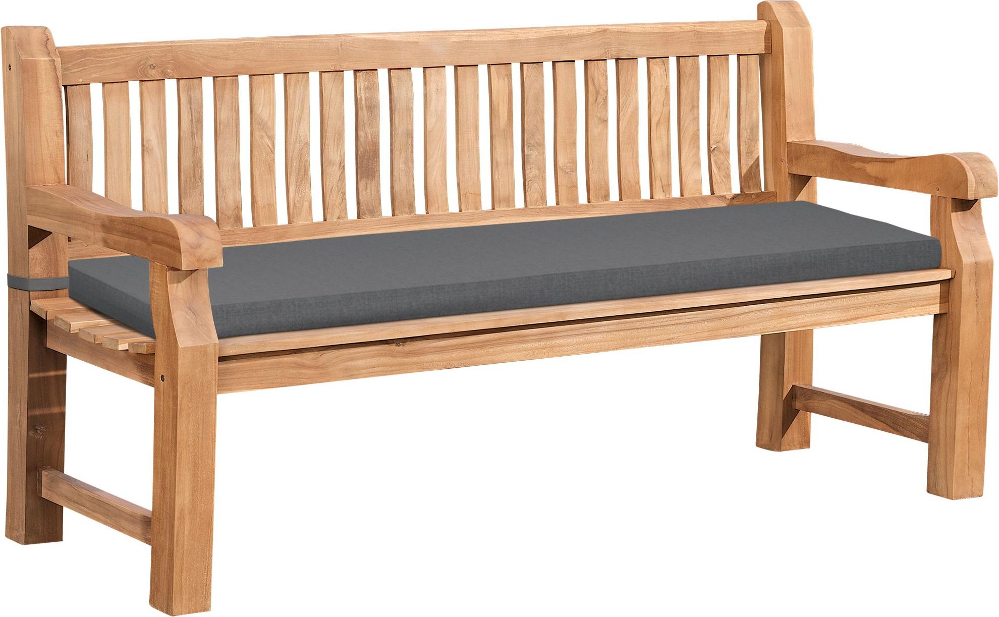 Gartenbank Teakbank DABEL - Holz Dunkelgrau 180x61x93 cm | Holzbank 180 Cm Mit Sitzkissen Gartenbank Sitzbank Mit Lehne Wetterfest Bank Garten