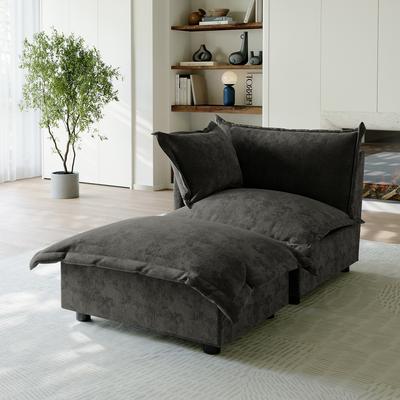Lumibee "Casual 40""W Oversized Soft Comfy Cloud Chenille Chaise Lounge with Ottoman"