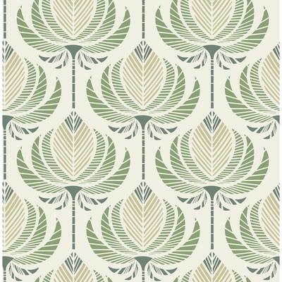 A-Street Prints Ferrenby Green Floral Fan Wallpaper