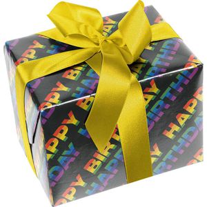 Susy-Card Geschenkpapier 40028446 Happy 2, schwarz / bunte Schrift, 70cm x 2m