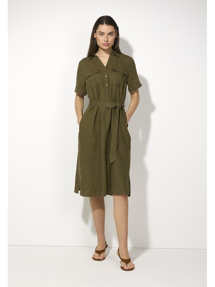 More & More Leinen-Kleid in Khaki - 36