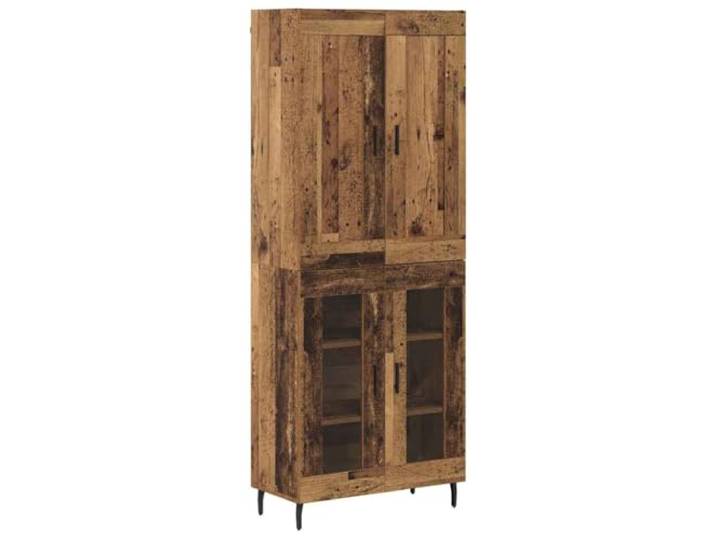 GHVBNMF Highboard 2-teilig Altholz-Optik 69.5x34x180 cm Holzwerkstoff Stabiler Schrank aus Holzwerkstoff für Wohnzimmer und Esszimmer mit viel Stauraum sowie robuster Eisenkonstruktion.