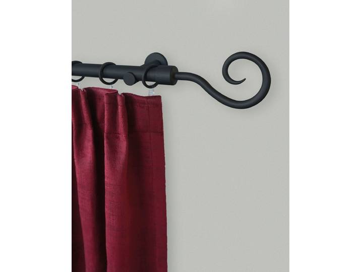 Gardinenstange GARESA Ulli Gr. 2, schwarz, L:160cm, Gardinenstangen, Gardinenstange, Fixlänge 120, 160, 200 cm, mit Ringe und Haken