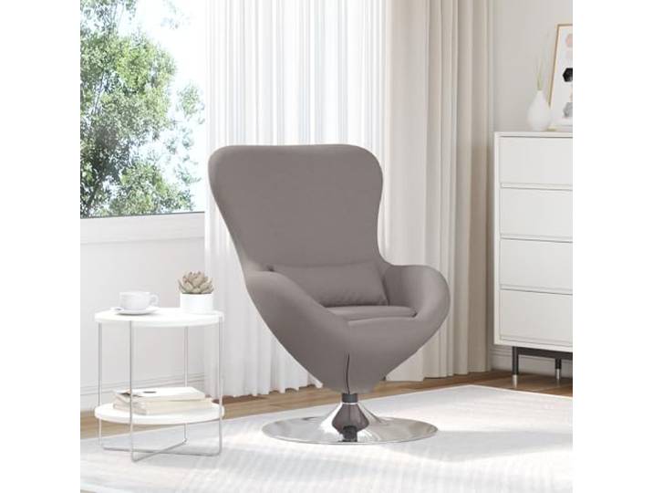 HEFZGDB Moderner Ei-Stuhl in Taupe Stoff mit Memory-Schaumkissen, Bequeme Sitzfläche und Gebogene Armlehnen für Wohnzimmer und Büro, Langlebiges Gewebe und Einfache Montage,