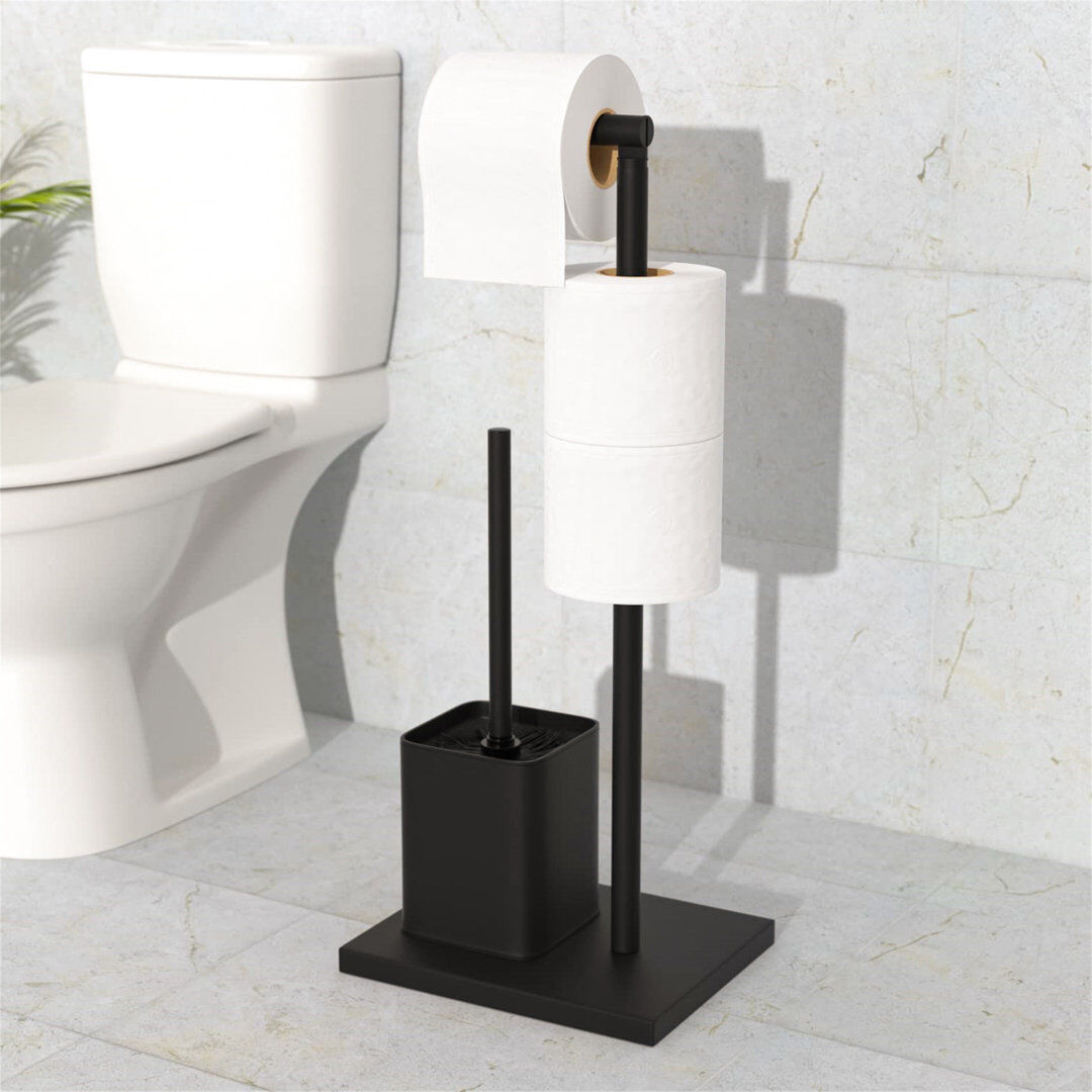 Belfry Bathroom Rizzuto Free Standing Toilet Paper Holder Black 55cm H X 20cm W X 16cm D