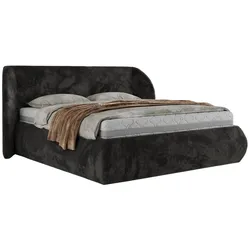 POLSTERBETT CAELA CLASSIC 160/200 - Dunkelgrau Plüsch - Schaum-Matratze
