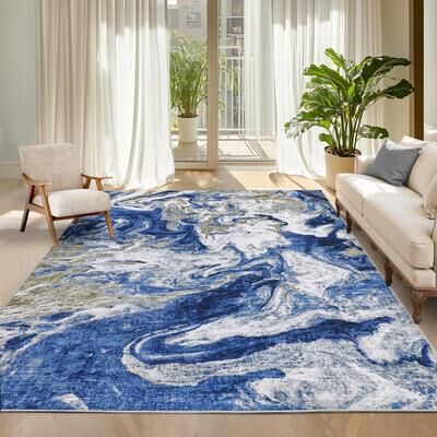Garvee Modern Abstract Fluid Washable Area Rug