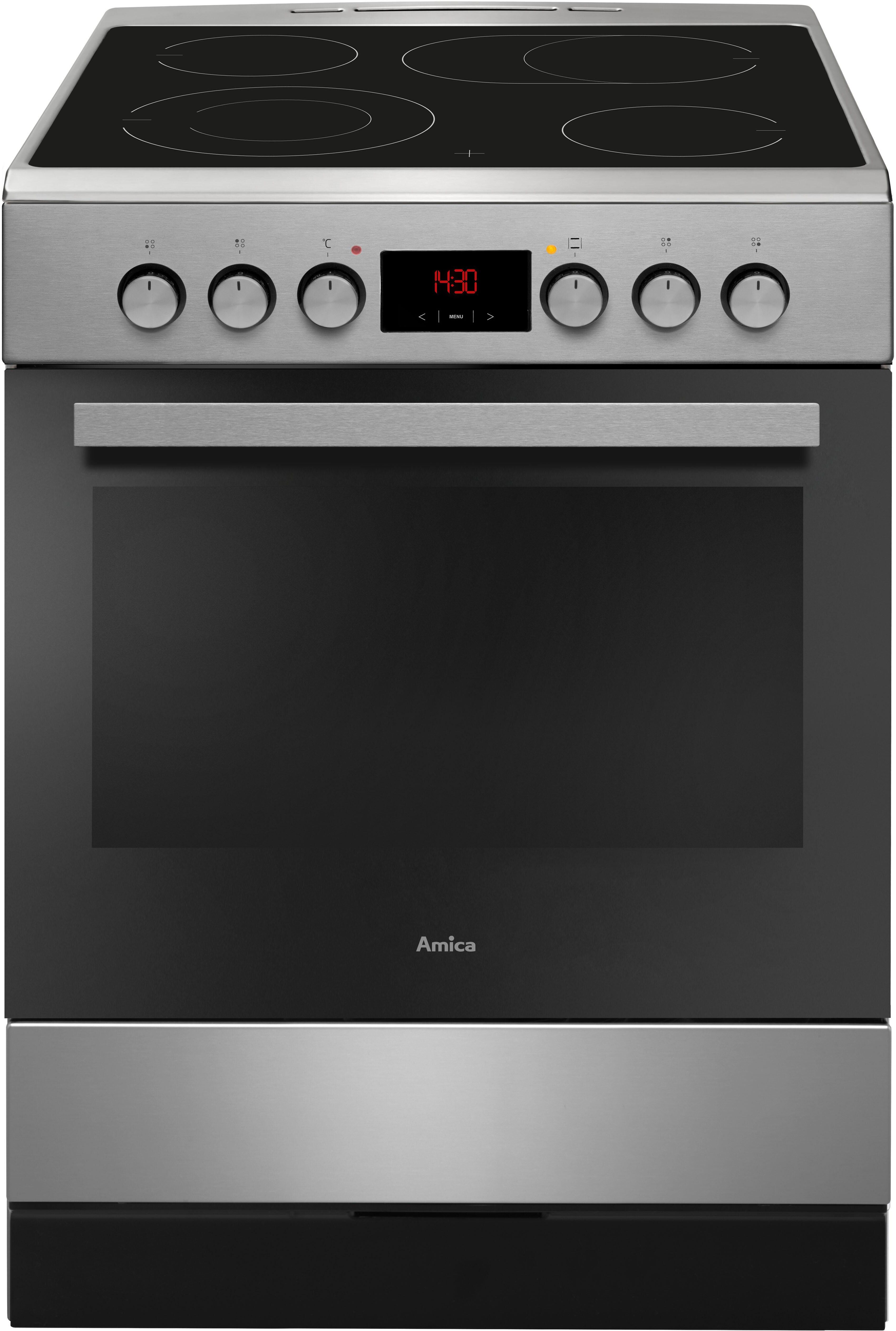AMICA Elektro-Standherd "SHC 913 001", Energieeffizienz: A (A+++-D), silber (edelstahlfarben), Herdsets, Komfortables Kochen und Backen mit bequemer Handhabung